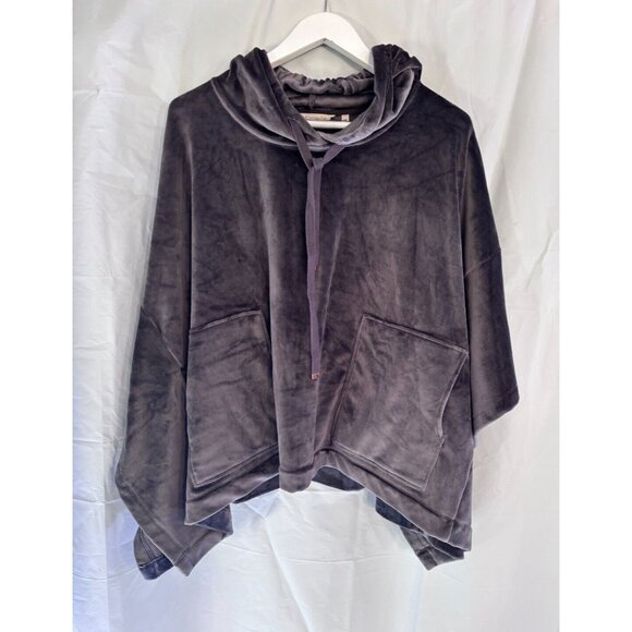Soft Surroundings Womens S/M Gray Soft Velour Hooded Oversized Sweater Pullover - Picture 1 of 6